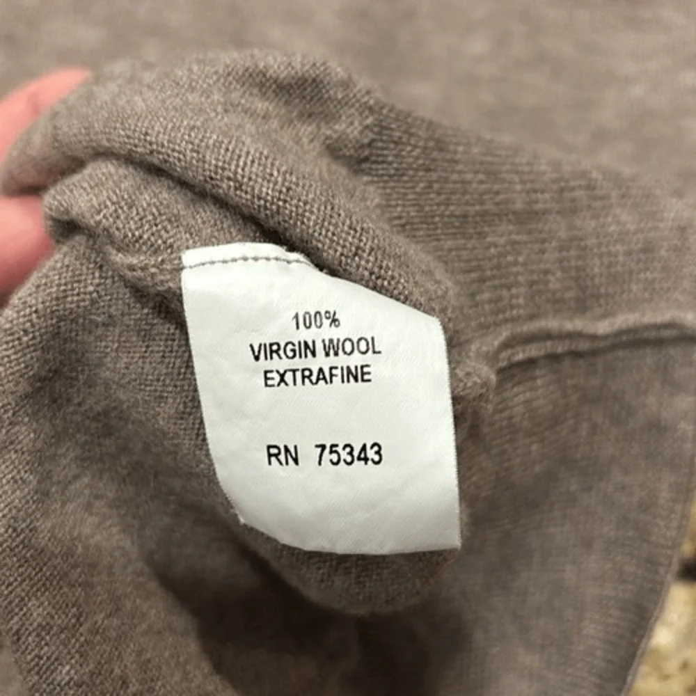 Merino Virgin Wool Sweater Paolo Mondo Italy‎ Mens Large quiet luxury brown
